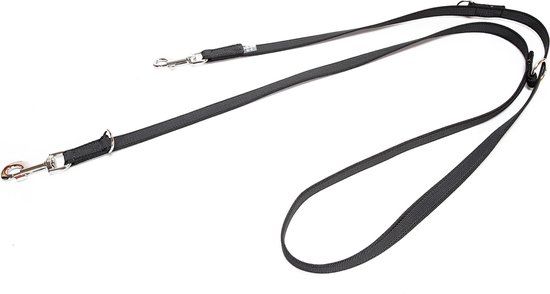 Julius-K9 JULIUS K9 Dubbele Anti Slip Hondenriem - 2,2m (20mm) - Zwart/Grijs