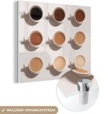 MuchoWow® Glass Painting 90x90 cm - Acrylic Glass Painting - Various Types of Coffee on a White Background - Photo on Glass - Paintings