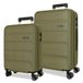 Roll Road Flex Kofferset, groen, 55/65 cm, stijf, 5,8 kg, cijfersluiting aan de zijkant, ABS, 5,8 kg, 91 l, handbagage, groen, Talla única, kofferset, Groen, kofferset