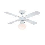 Westinghouse Lighting Portland Ambiance, plafondventilator met verlichting, metaal, uitvoering in wit met omkeerbare vleugels in wit/beuken