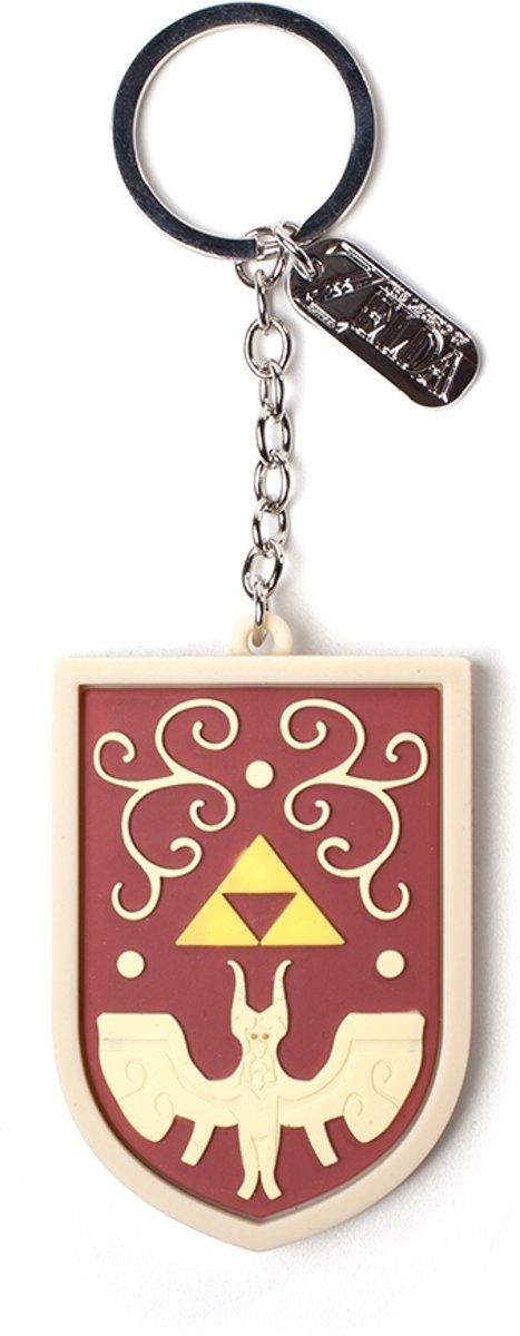 Difuzed - Bioworld Europe Zelda Heros Shield 3 D Rubberen Sleutelhanger met Charm Print Rood - 8718526230567