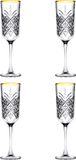 Pasabahce Timeless Champagneflutes 17,5 cl / 175 ml Gouden Rand | Set van 4 Stuks | Champagneglazen voor Prosecco en Cava | Glas | Vaatwasserbestendig