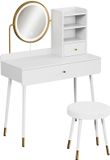Vicco Mirela Kaptafel set met kruk – 90 cm met LED-spiegel en kruk Wit