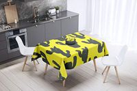 Bonamaison Tafelkleed, Anti-Mold, Sneldrogend, Waterdicht, 100% Polyester Tafellaken, Neon Geel, Rook, 140 x 140 Cm