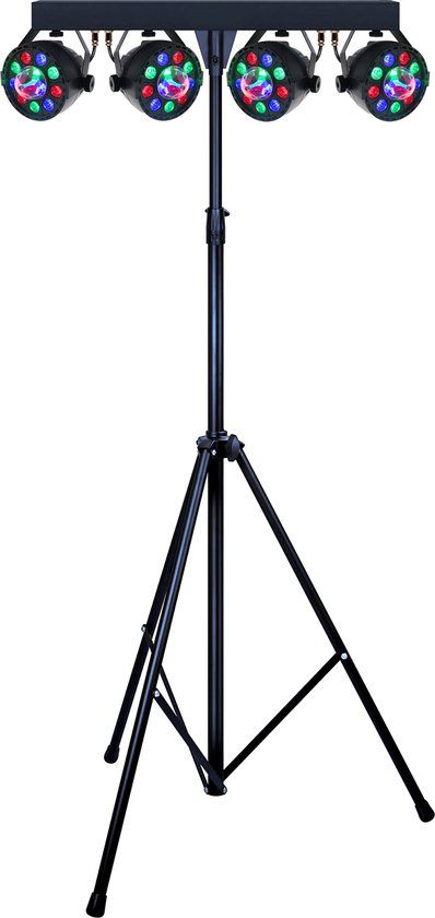 N-GEAR PartyBar FIVE - Complete Feestverlichting Set - Disco lichteffect - 4 x PAR spot + Magic Discobal - Zwart