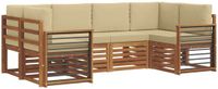 vidaXL Hoek loungeset 6-delig Acaciahout Natuurlijk en beige