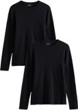 Next - Heren - Set van 2 thermische tops met lange mouwen - Zwart