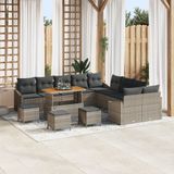 vidaXL Tuinbank Set 14 stuks Grijs Polyrattan