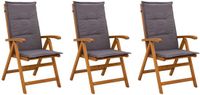 vidaXL Ligstoelen voor Tuin 3 st Naturel Massief Acacia Hout
