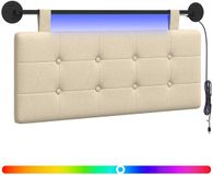 vidaXL Hangend Hoofdbord met LED-verlichting Crèmekleurig Stof