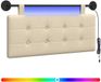 vidaXL Hangend Hoofdbord met LED-verlichting Crèmekleurig Stof
