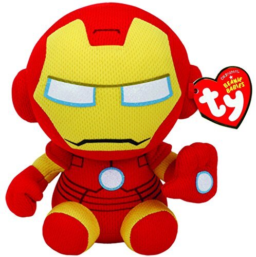 TY 41190 Iron Man Pluche, rood/geel/wit, 16 cm