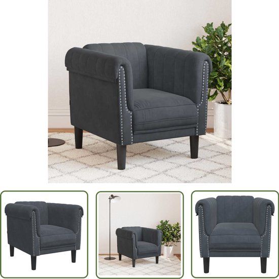 vidaXL Fauteuil fluweel donkergrijs