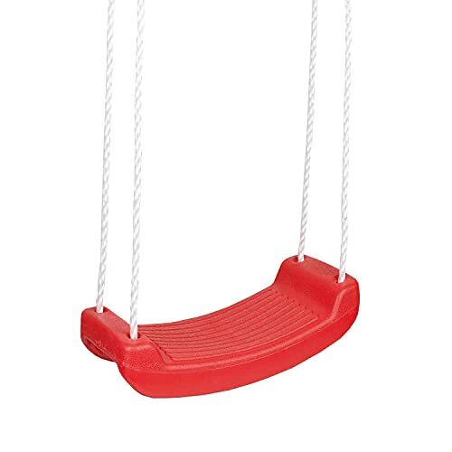 IDEAF Idena 40195 - plankschommel van kunststof in rood, voor kinderen vanaf 3 jaar, met verstelbare touwen en stalen ringen, draagkracht tot 50 kg, voor zorgeloos schommelplezier