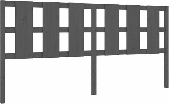 vidaXL Hoofdbord 205,5x4x100 cm massief grenenhout grijs
