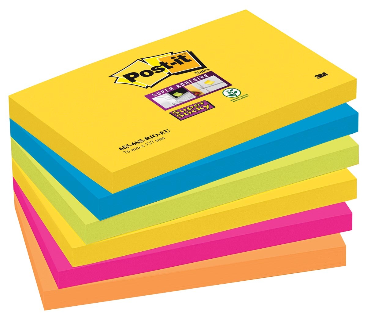 Post-it Memoblok 655-ssro super sticky 76x127mm rio