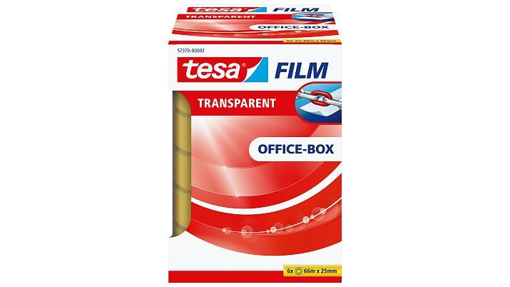 tesa 57379 Office Box - Transparant plakband - 25mm x 66m - 6 stuks