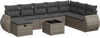 vidaXL 9-delige Loungeset met Kussens, Poly Rattan, Grijs