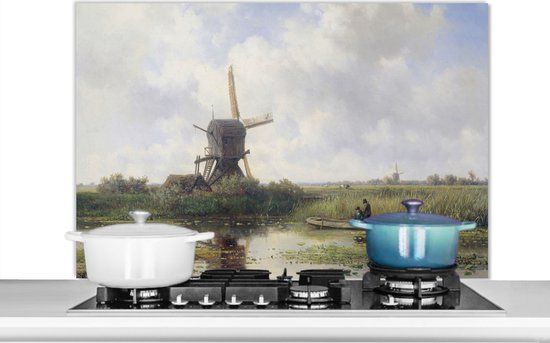 KitchenYeah Keuken Spatscherm - Molen Schilderij - 100x65 cm - Aluminium