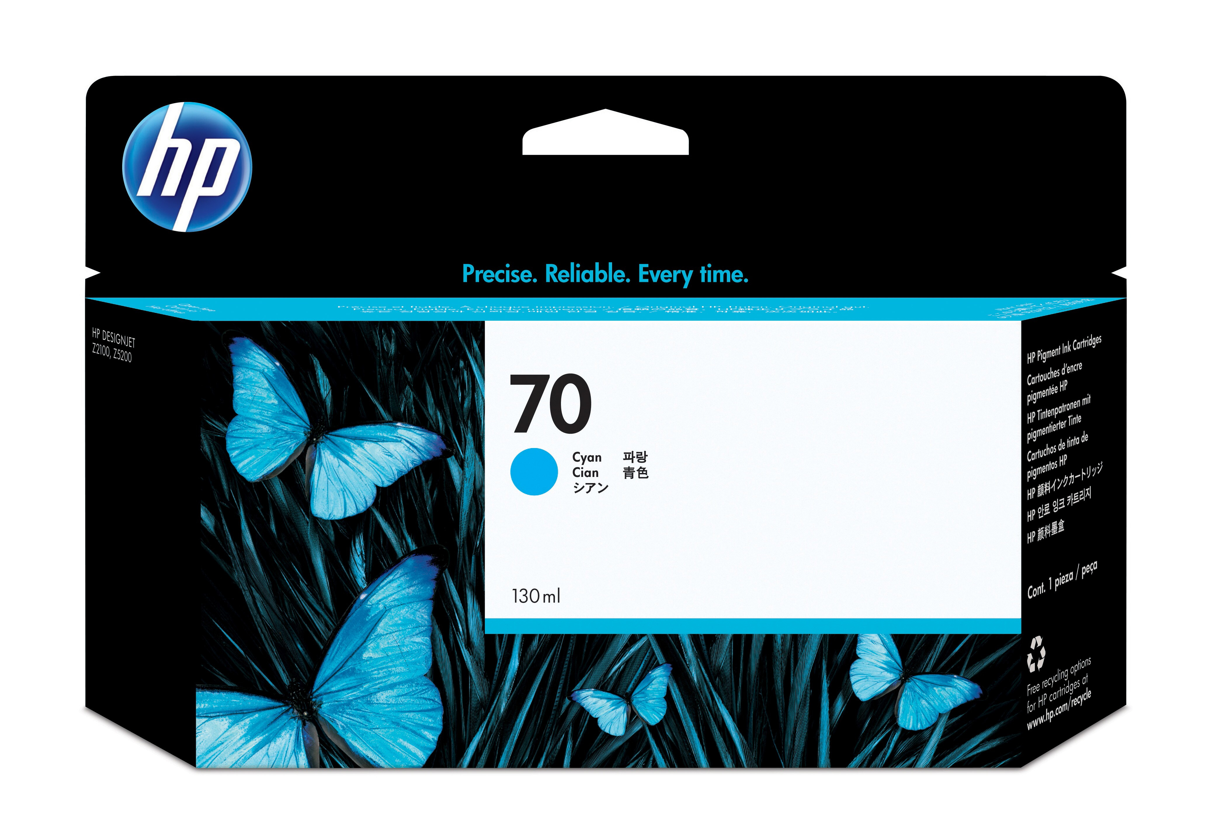 HP 70 cyaan DesignJet inktcartridge, 130 ml