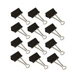 Wedo 6421451 Foldback klemmen, 12 stuks, gelakt metaal, afneembare beugel, sterke veer, 51 mm, zwart/zilver