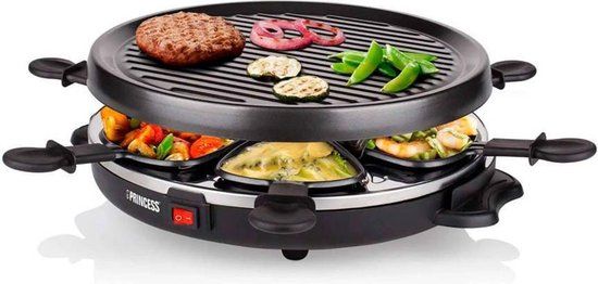 Princess 162725 Raclette Grill Party - 6 Person - Black - Round
