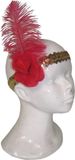 Charleston années 20 bandeau - 2x pièces - avec plume rouge - accessoires carnaval - femmes