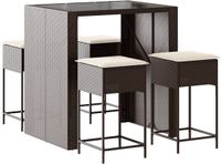 vidaXL 5-delige Tuinbarset met Kussens, Bruin, Polyrattan