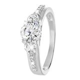 Lucardi Dames Ring met zirkonia - Ring - Cadeau - Echt Zilver - Zilverkleurig