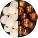 Kaemingk B.V. Boules de Noël en plastique 6 cm - 24x pièces - blanc laine et brun