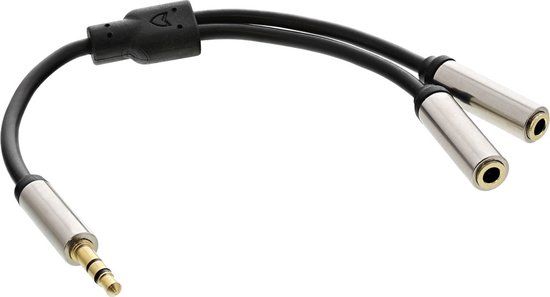 InLine 3.5mm Jack Stereo Audio Splitter - 0.15m - Black/Silver
