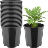 Garronda Set van 20 hoge ronde kunststof kweekpotten met drainagegaten (Zwart, Ø21 x 20 cm (5L))