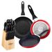 Panda Set de poêles, 3 pièces, diamètres 16/20/24 cm + Set de couteaux, 15 pièces