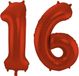 Folat Verjaardag Leeftijd folieballon - 16 jaar - rood - 86 cm - cijferballon groot