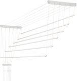 KADAX Plafondwasdroger, wasdroger voor het plafond 6, wanddroger met polyethyleen beklede stalen spijlen, plafonddroger, draagvermogen 12 kg (6 x 180 / wit)