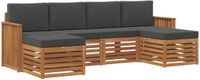 vidaXL - Bank loungeset - 6 zitplekken - Natuurlijk en antraciet - Acacia hout