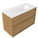 Saniclass Hout Frame Badkamermeubelset - 100x45x73.9cm - Chaci Keramische Wastafel Wit - 1 Wasbak - Zonder Kraangat - 2 Lades - Mat Eiken Natural