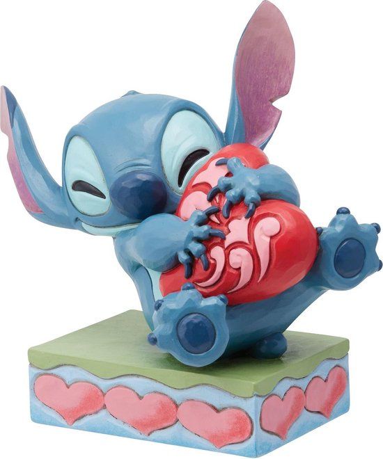 Disney Traditions Stitch Hugging Heart Figurine - 13cm