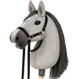 CELMAN Hobby Horse Stokpaard Grijs met Hoofstel & Teugels – A3 Hoofdformaat – Groot Rijplezier voor Kinderen – Realistisch & Zacht – Houten Stok