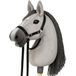 CELMAN Hobby Horse Stokpaard Grijs met Hoofstel & Teugels – A3 Hoofdformaat – Groot Rijplezier voor Kinderen – Realistisch & Zacht – Houten Stok