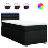 VidaXL Boxspringbed met matras, stof, zwart, 100x200 cm