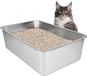 Merkloos Roestvrijstalen kattenbak met hoge rand, 50 x 35 x 20 cm