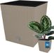 KOTARBAU® Vierkante Bloempot met Inzetpot - Vierkante Plantenbak 26x26 cm Plantenpot 15,8 L - Plantenbak - Kunststof - Rotanlook - Mokka