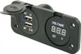Fjord outdoor Power Line Voltmeter + 2x USB Lader Inbouw Zwart