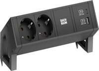 Bachmann Desk 2 met 2x stopcontact + USB A/C charger, 0,2 meter GST18-3 - zwart (902962)