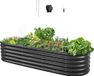 Vevor Verhoogd Tuinbed, Metaal, 2000x600x420 mm, Donkergrijs, Ovaal
