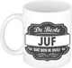 Bellatio Decorations Bol De beste juf dat ben ik dus cadeau koffiemok / theebeker grijs embleem 300 ml - verjaardag / bedankje - cadeau juf / lerares / onderwijzeres
