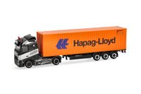 Herpa vrachtwagen model Volvo FH GL 2020 container oplegger "Patrick Heim/Hapag Lloyd", schaal 1:87, voor diorama, modelbouw, verzamelobject, Made in Germany, kunststof