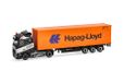 Herpa vrachtwagen model Volvo FH GL 2020 container oplegger "Patrick Heim/Hapag Lloyd", schaal 1:87, voor diorama, modelbouw, verzamelobject, Made in Germany, kunststof