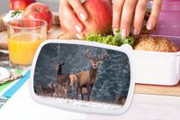 MuchoWow Broodtrommel - Bosdieren Hert - Wit - Lunchbox - 18x12x6 cm - BPA-vrij